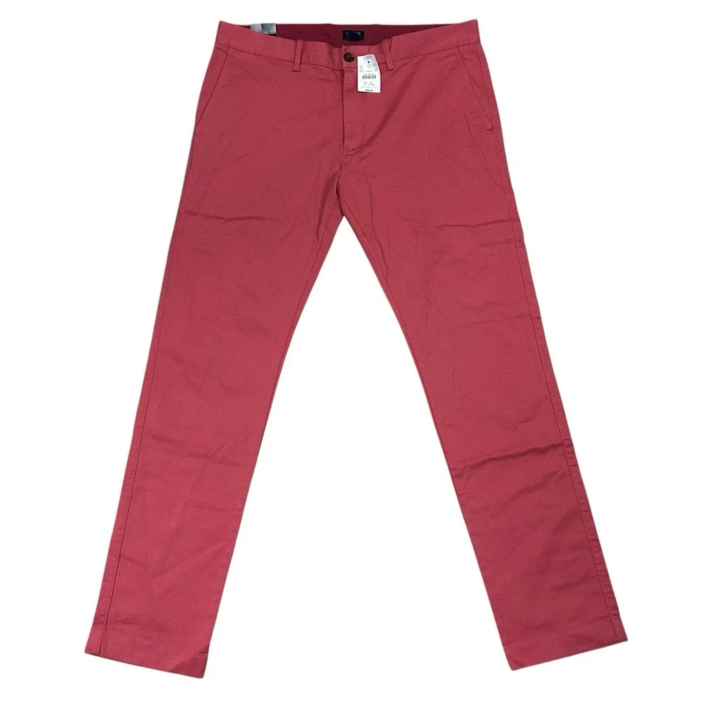 J Crew Slim Fit Chino Pants Mens 33x32 Pink Straight Flex New with Tags‎ NWT